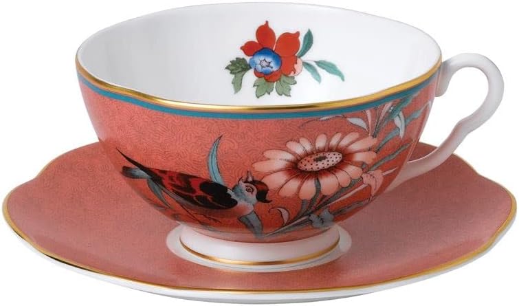 Wedgwood Paeonia Blush Teetasse und Untertasse, Koralle, 170 ml