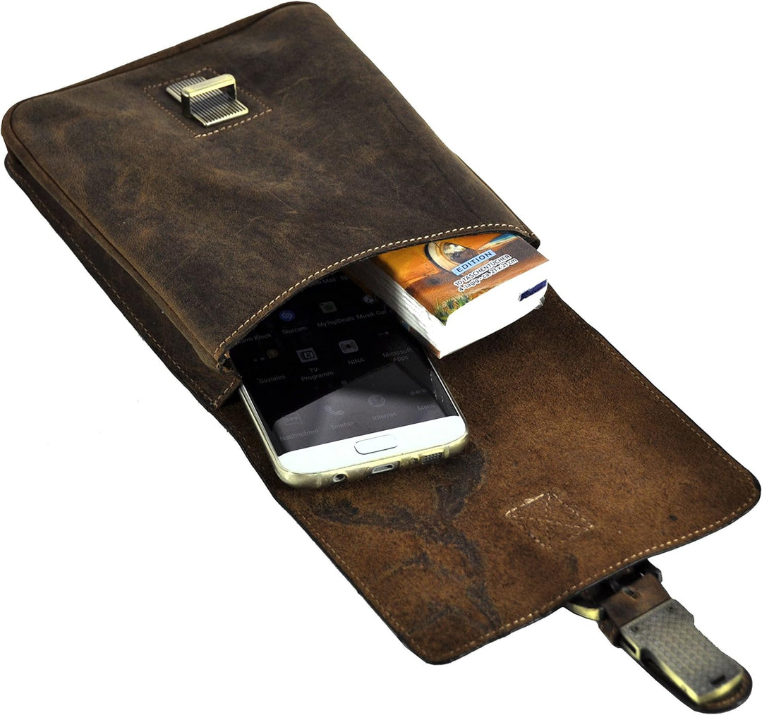 Leder Gürteltasche Bikertasche Hüfttasche Bauchtasche Vintage Hunterleder mit abnehmbaren Schultergu