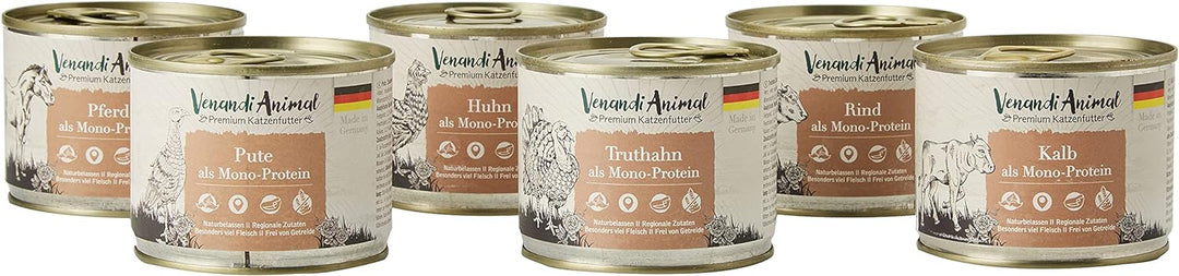 Venandi Animal Premium Nassfutter für Katzen, Probierpaket - 6 x 400 g, 2.4 kg &amp; Premium Nassfutter