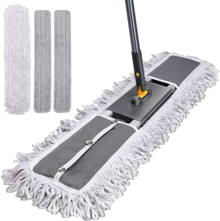 MASTERTOP Bodenwischer Breit, 90cm Gross Wischmop mit Aluminium Stiel und 3 Moppkopf, Industrieller