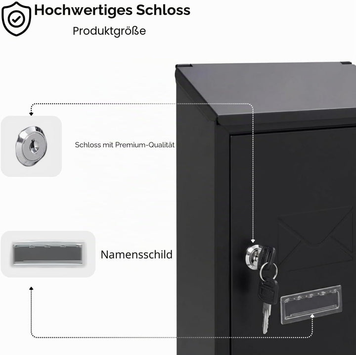 Assorted Collections Wandbriefkasten, abschliessbarer Briefkasten mit 2 Schlüsseln, wetterfester Bri