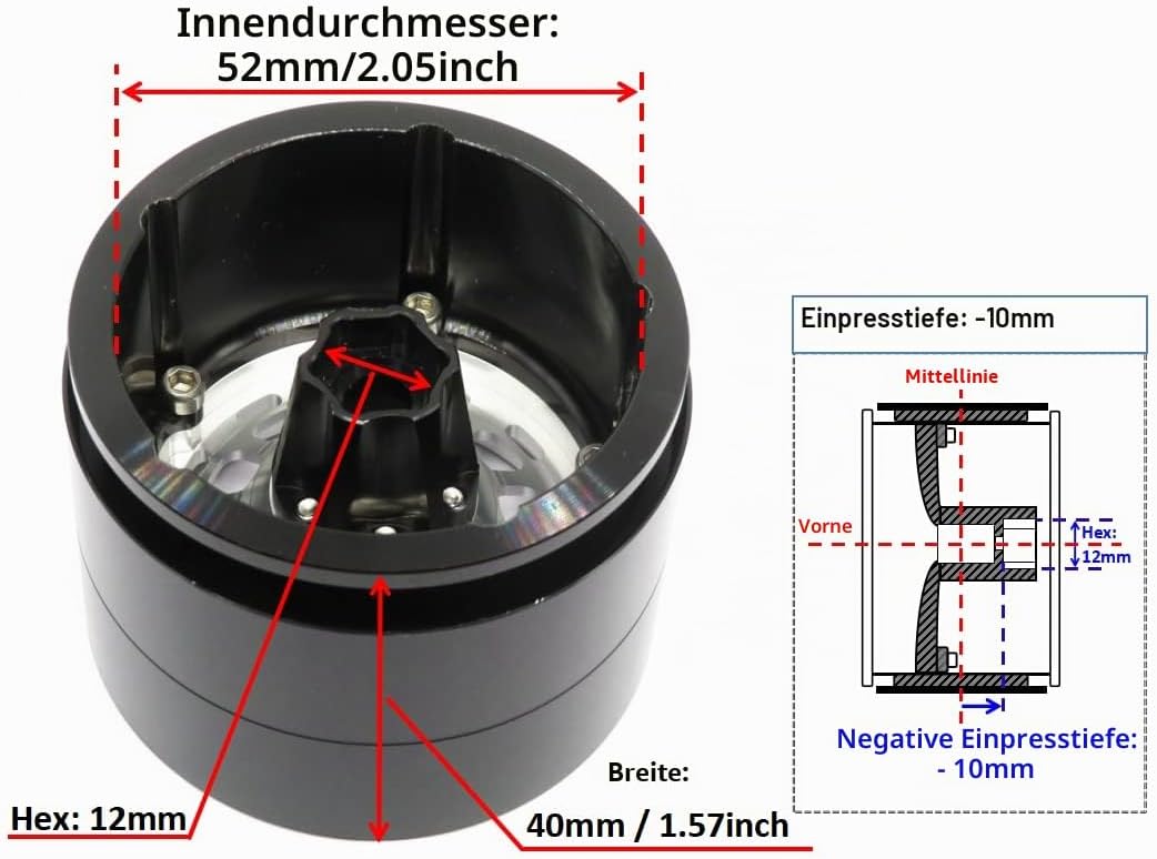 hobbysoul 4 Stück Breite 1,57Zoll (40mm) 2,2 Beadlock Räder 122g/Felge, 2,2 Räder Silberne Felgen Fü