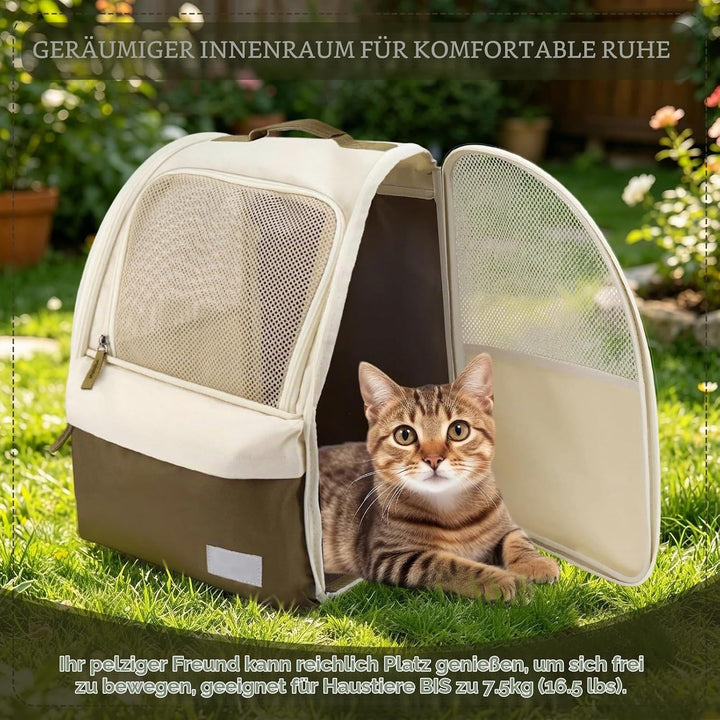 Katzenrucksack Hunderucksack für Katzen und Kleine Hunde 8kg Haustier Rucksack mit Netzfenster Faltb