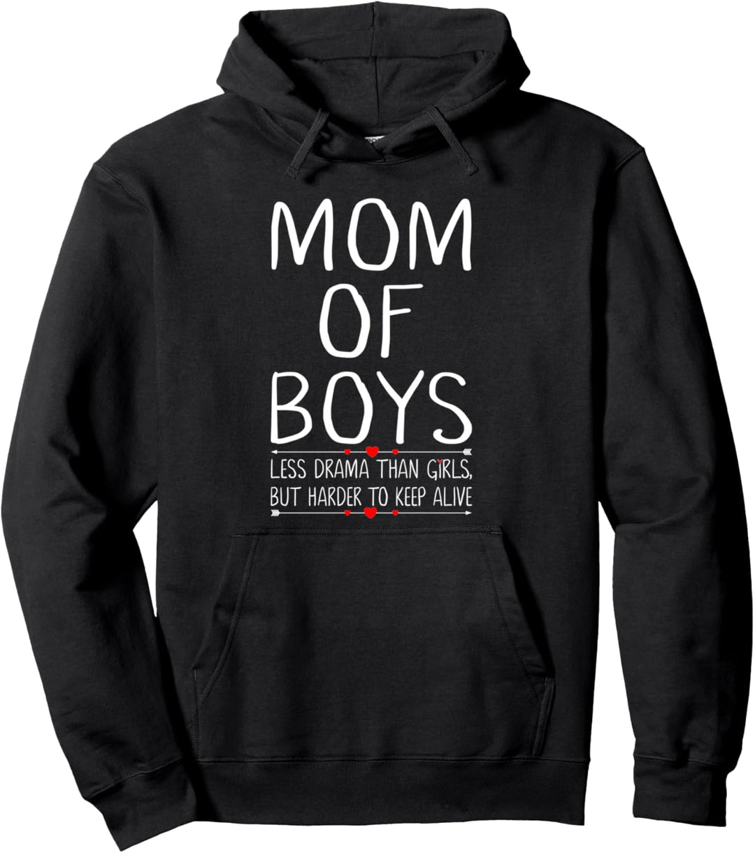 Mom of Boys Busy Mom Life Funny Motherhood Gifts for Mama Pullover Hoodie