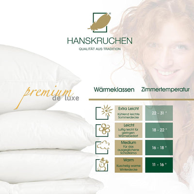 HANSKRUCHEN Premium de Luxe Daunendecke 260x220 cm - Leicht / Übergang - Made in Germany Kassettende