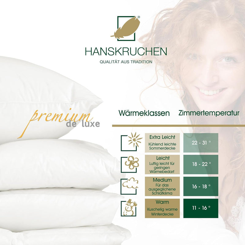 HANSKRUCHEN Premium de Luxe Daunendecke 260x220 cm - Leicht / Übergang - Made in Germany Kassettende