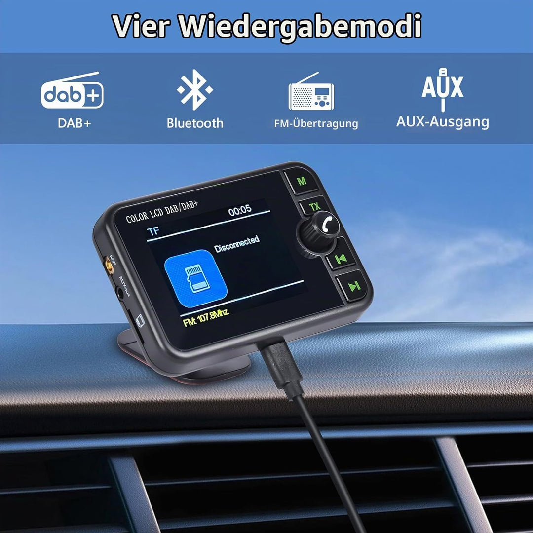 Hikity DAB/DAB+ Tragbarer Radio Adapter mit 2.4 Zoll Color Large LCD Display für Android Autoradio m