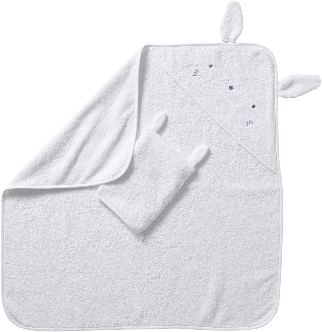VERTBAUDET Badecape mit Waschhandschuh "Bio", Kapuzenhandtuch weiss 70X70