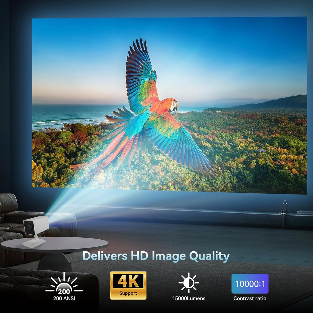 Mini Beamer Unterstützt 4K 1080P, Mini Projektor mit WiFi 6 und Bluetooth 5.4, Tragbarer Projektor m