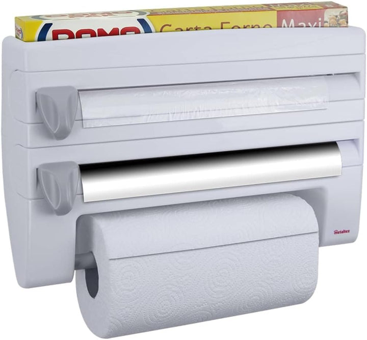 Metaltex 254410 Roll-n-Roll 4-in-1 Küchenrollenhalter, Weiss , 39 x 10 x 25 cm.