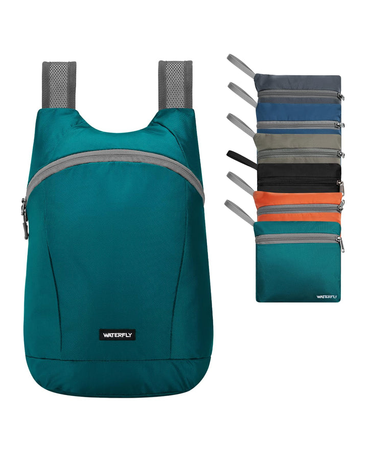 WATERFLY Faltbarer Rucksack Klein 15L: Ultraleicht Wanderrucksack Packable Tagesrucksack Sportliche