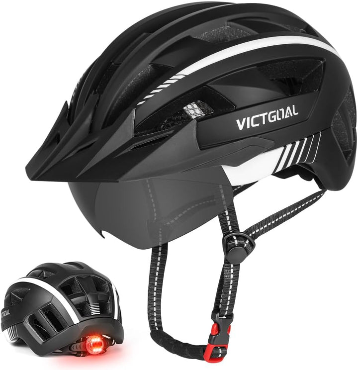 VICTGOAL Fahrradhelm mit Visier Mountainbike Helm mit magnetischem Brille Abnehmbarer Visier, Rennra