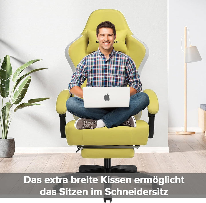 GTPLAYER Gaming Stuhl Ergonomischer Gaming Sessel Schreibtischstuhl Kunstleder, Federsitzkissen, Ver