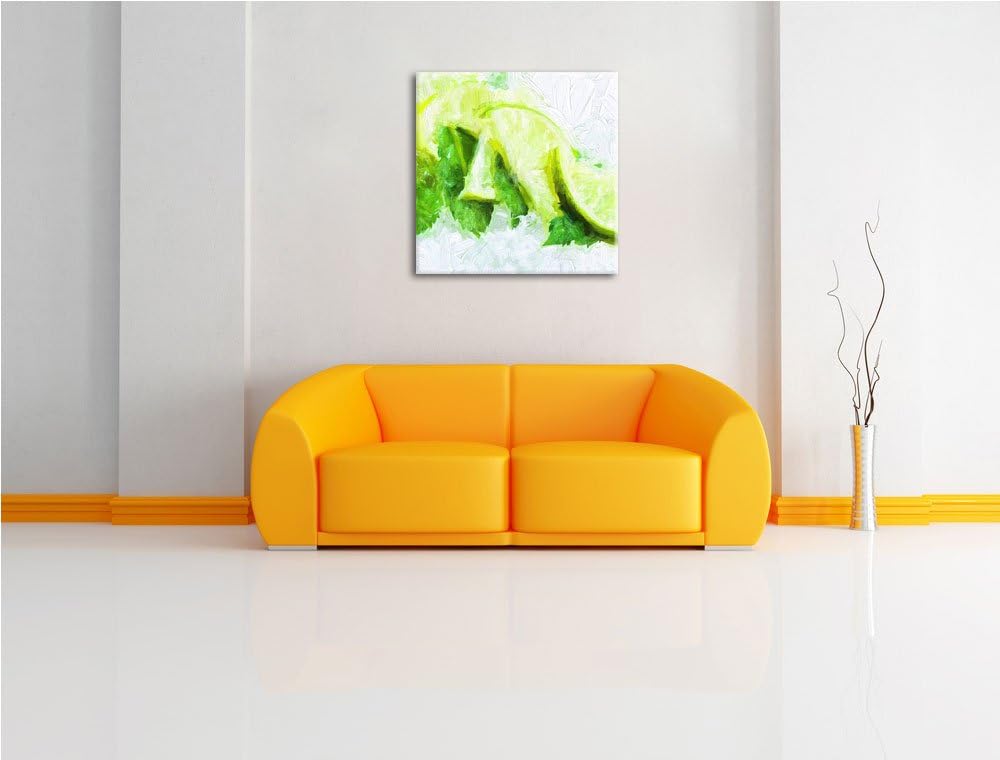 Pixxprint Minze Limetten EIS als Leinwandbild/Grösse: 70x70 cm/Wandbild/Kunstdruck/fertig bespannt,