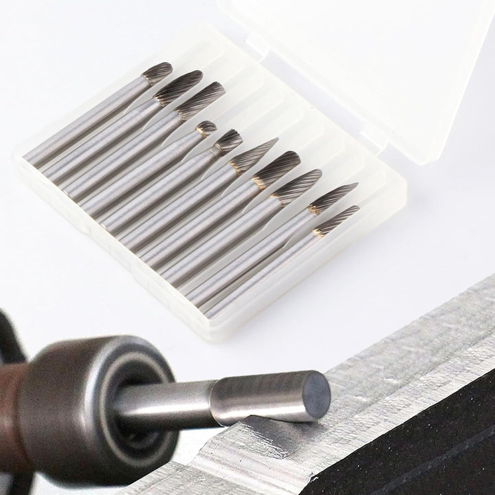 Hartmetall Frässtifte Set,10 Stück Metall Fräser Rotations Bohrer mit 6mm Schaft Hartmetallfräser,Dr