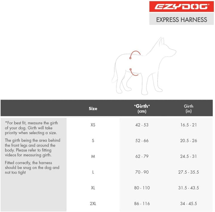 EzyDog Express Hundegeschirr - Norwegergeschirr für Kleine, Mittelgrosse und Grosse Hunde, Reflektie