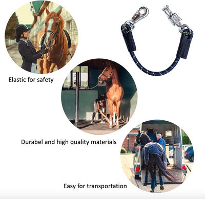 JA Horse Transport Elastik Anbinder Anbindestrick elastisch Gummianbinder Anbindekette mit Panikhake