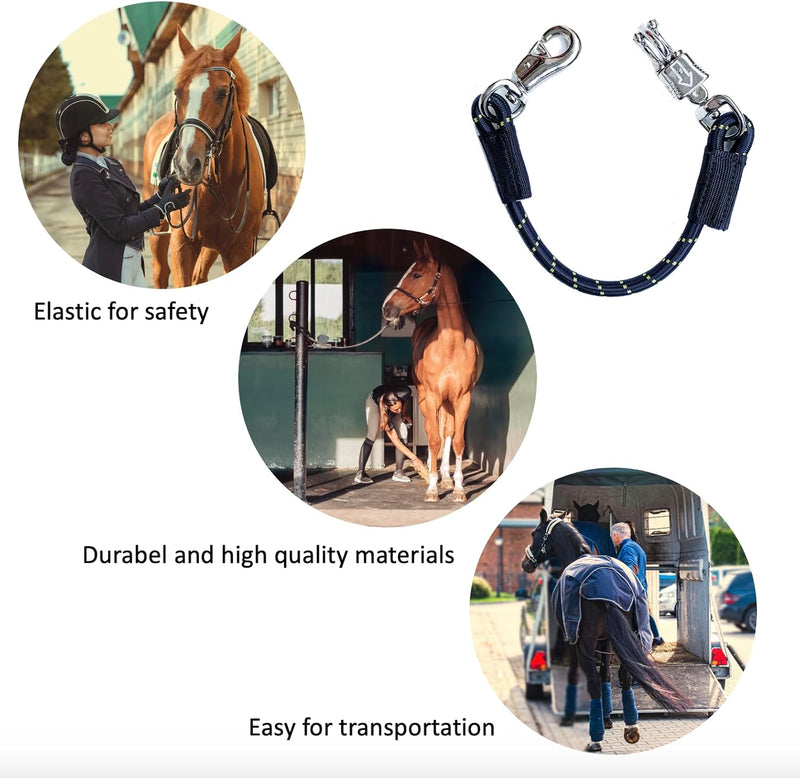 JA Horse Transport Elastik Anbinder Anbindestrick elastisch Gummianbinder Anbindekette mit Panikhake