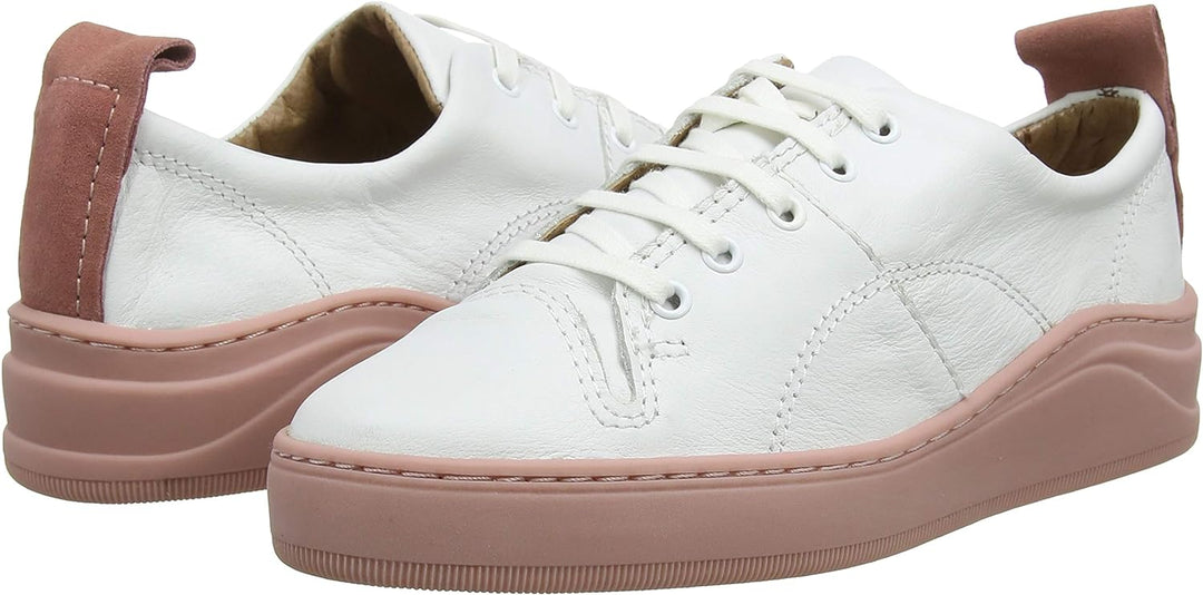 Hudson Mädchen Sierra Leather Sneaker, Weiss Weiss Pink 50, 35 EU