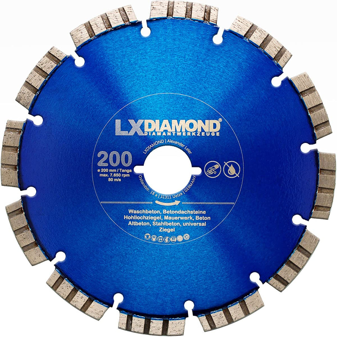 LXDIAMOND 3x Diamant-Trennscheibe 200mm für Beton Mauerwerk Stein passend für Lamello Tanga DX200 Fe