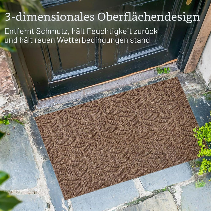 DUNE Leaves Taupe 60x90cm, innen und aussen, waschbar 60x90cm Leaves Taupe Beige, 60x90cm Leaves Tau