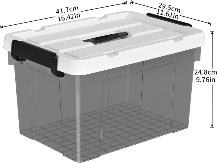 Cetomo 20L*4 Plastic Storage box, Tote box,Organizing Container with Durable Lid and Secure Latching