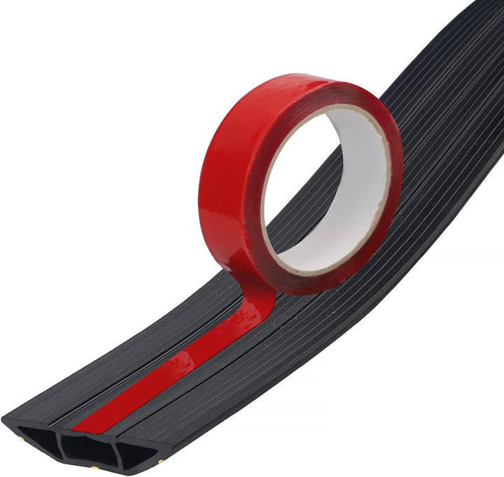 CPROSP Boden Kabelbrücke Schwarz und Gelb, 200 cm x 8,3 cm, 3 Kanäle, Boden Kabelabdeckung aus Gummi