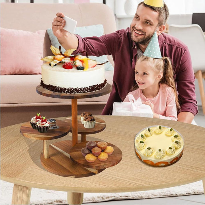 NEWFUN Cupcake Ständer, Etagere Holz, Etagere 4 Etagen für Cupcakes, Tortenständer aus Holz Servierp