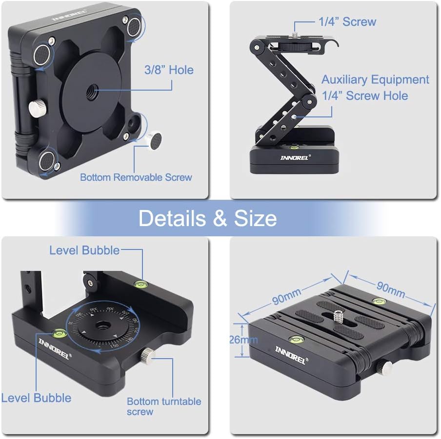 Z-Flex Tilt Stativkopf Innorel MH5 CNC Aluminiumlegierung 360 ° horizontale Drehung mit 1/4 "und 3/8