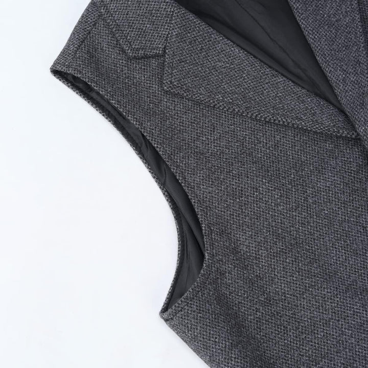 Allthemen Herren Weste Revers Tweed Wolle Anzugweste Formale Regular Fit Herrenweste Retro Business