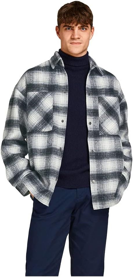 JACK & JONES Male Hemdjacke Regular Fit Hemdjacke XL Grey Melange, XL Grey Melange