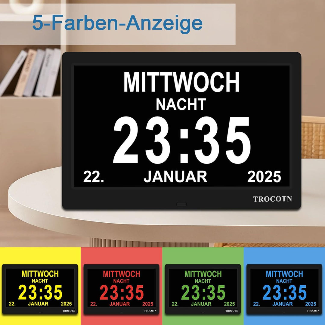 TROCOTN 10 Zoll Digitale Uhr Tagesuhr Grosses Display Wecker Wanduhr (schwarz) 10 Zoll Schwarz, 10 Z