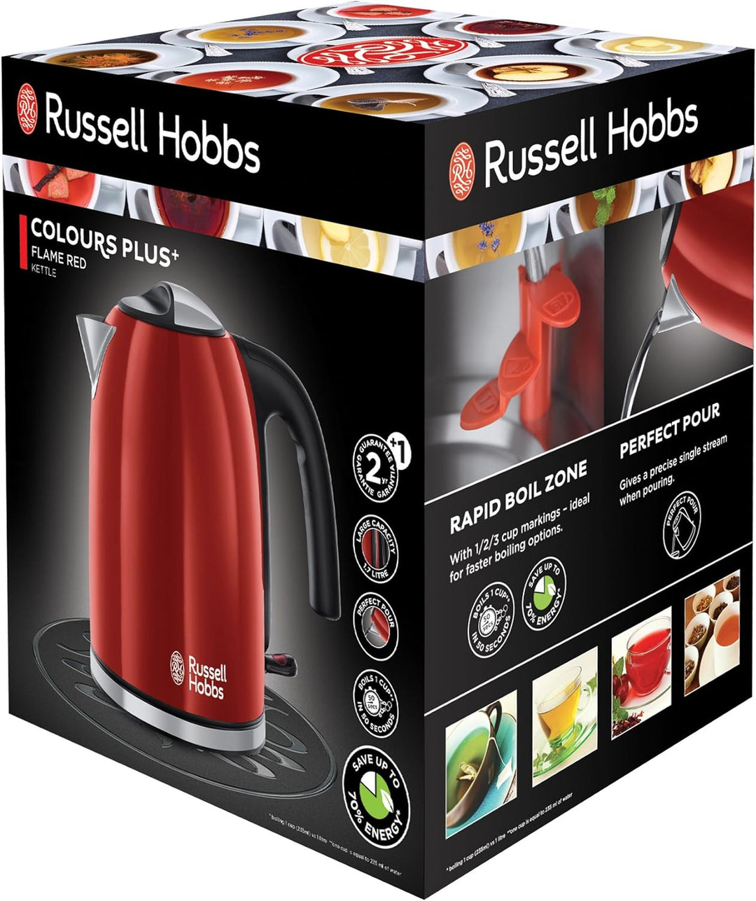 Russell Hobbs Toaster Langschlitz Colours+ rot, extra breite 1 Langschlitzkammer, 6 einstellbare Brä