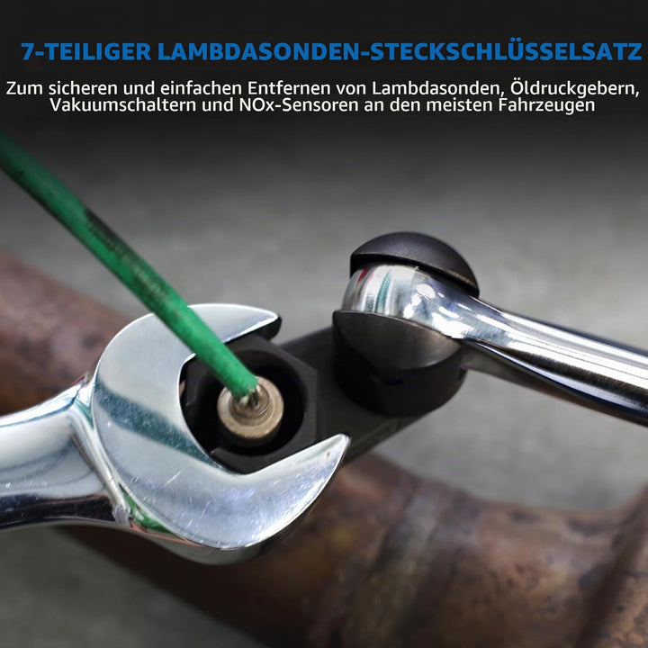 BOOMSTART 7 tlg Lambdasonden Schlüssel Set, 22 mm Lambdasonden Nuss, 3/8 "1/2" Nox Sonde Lambdasonde