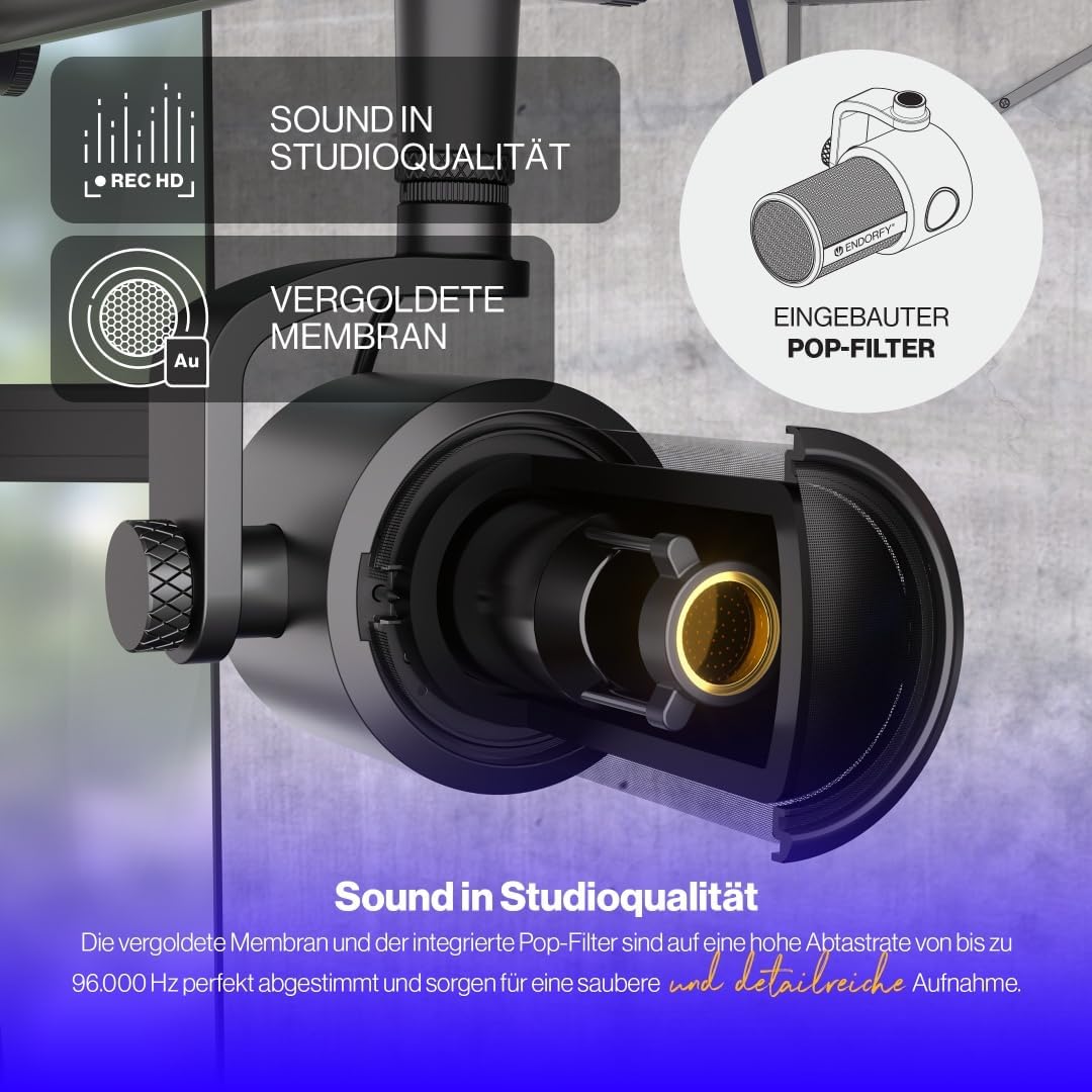 ENDORFY Solum Studio, Studio Quality high-Resolution Recording, tap-to-Mute with Ring LED Indicator,