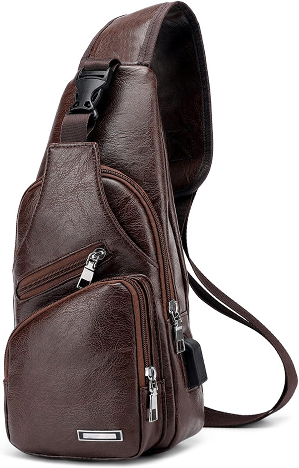 VARLIVOO Herren Sling Bag mit USB Port Brusttasche für Herren Schultertasche Fitness Radfahren Hikin