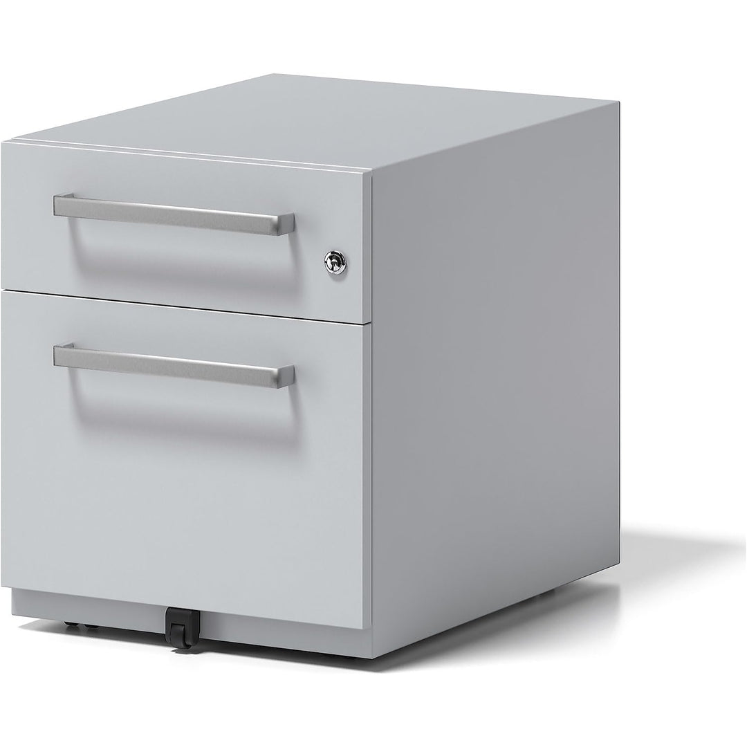 BISLEY Rollcontainer Note mit Griff, 1 Universalschublade, 1 HR-Schublade, Metall, 645 Lichtgrau, 56