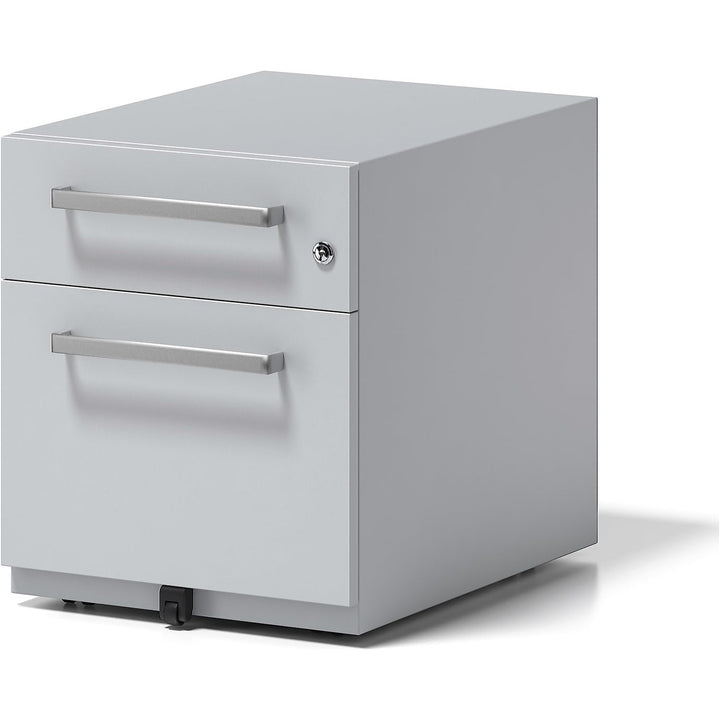 BISLEY Rollcontainer Note mit Griff, 1 Universalschublade, 1 HR-Schublade, Metall, 645 Lichtgrau, 56