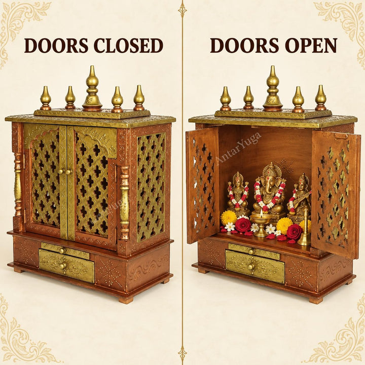 Home and Bazaar Rajasthani Holztempel/Mandir/Pooja Ghar/Mandapam