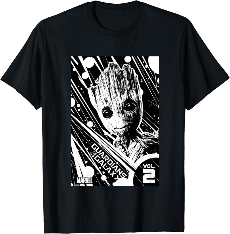 Womens Marvel Groot Guardians of the Galaxy 2 Light Graphic T-Shirt Small Black