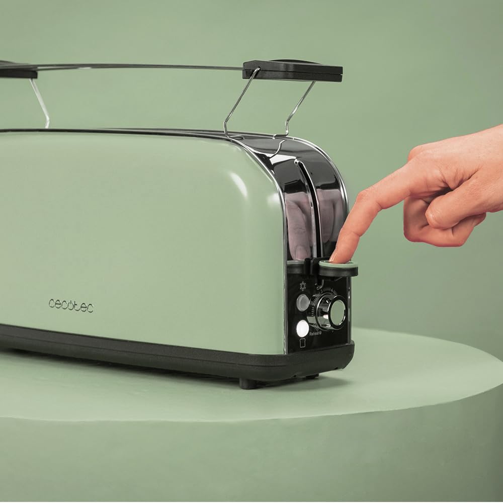 Cecotec Vertikaler Toaster Toastin' time 850 Green Long, 850W, Doppelter langer und breiter Schlitz