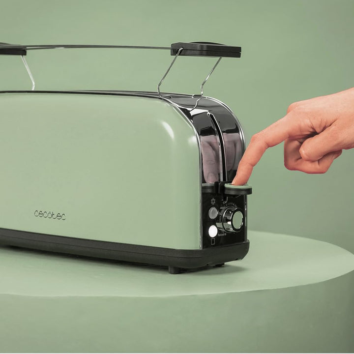 Cecotec Vertikaler Toaster Toastin' time 850 Green Long, 850W, Doppelter langer und breiter Schlitz