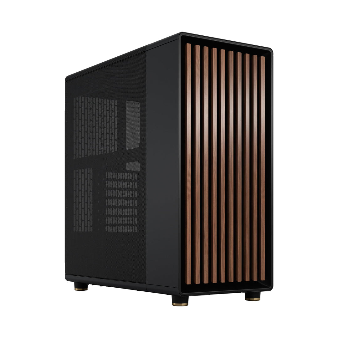 Fractal Design North Charcoal Black - Wood Walnut Front - Mesh Side Panels - Two 140mm Aspect PWM Fa