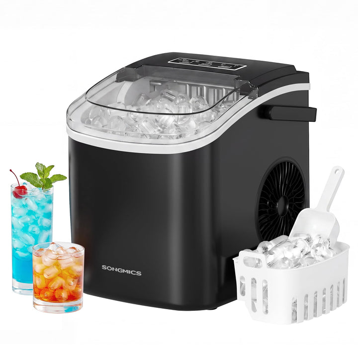 SONGMICS Eiswürfelmaschine, Eiswürfelbereiter, Eismaschine mit Selbstreinigung, in 6 Minuten 9 Würfe