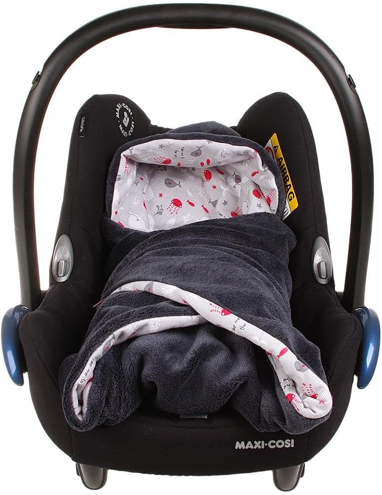 Einschlagdecke für die Babyschale Babyschalenfusssack Sommer Fusssack (Grau, Fisch) Grau Fisch, Grau