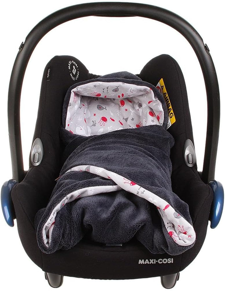 Einschlagdecke für die Babyschale Babyschalenfusssack Sommer Fusssack (Grau, Fisch) Grau Fisch, Grau