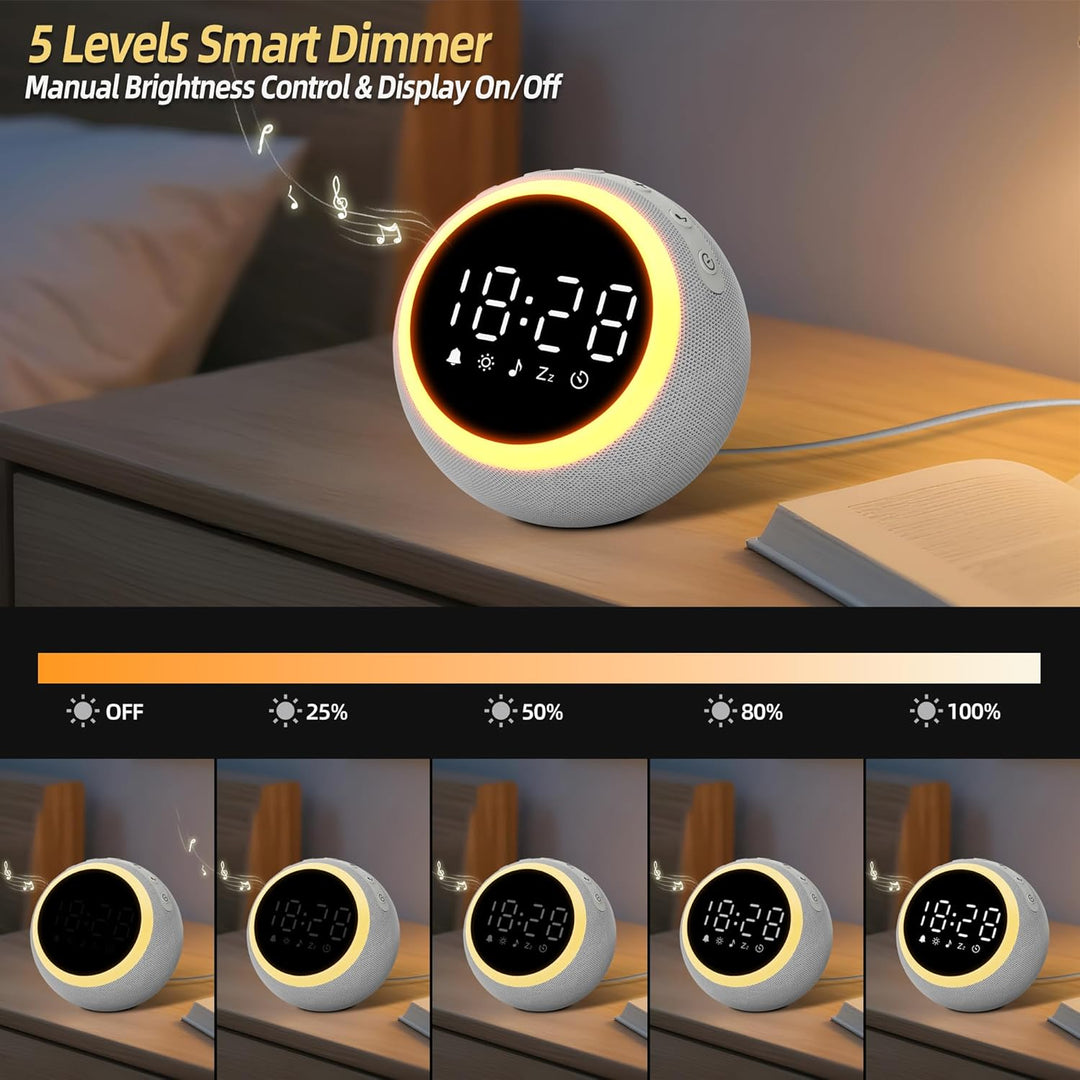 Smart Digital Wecker mit 25 Entspannungstönen, Nachtlicht, Schlummertaste, Timer & Einstellbarer Lau