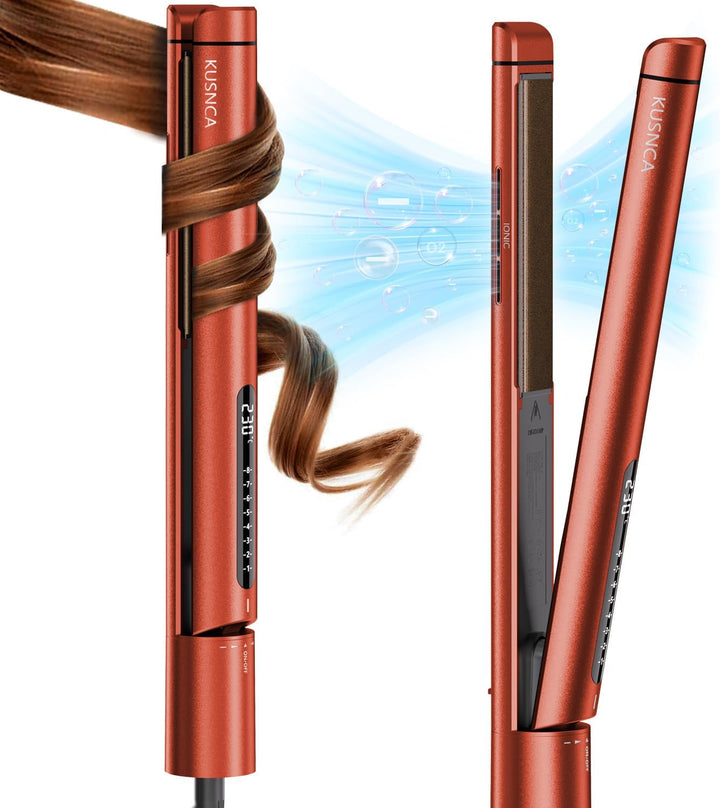 KUSNCA Ionen Glätteisen，2 IN 1 Haarglätter Locken und Glätten glatt und glänzend，3D-Schwebende Keram