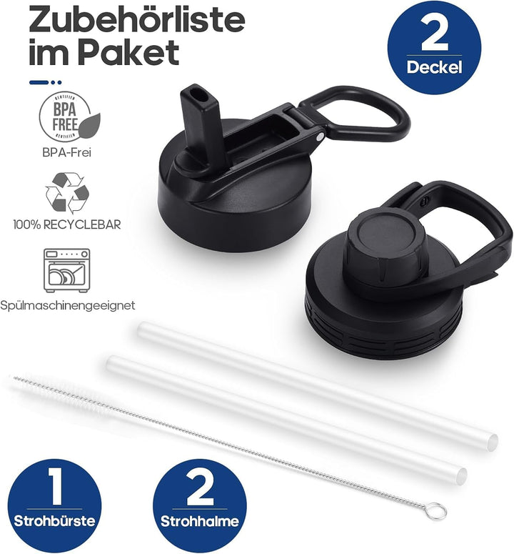 HydroPal Edelstahl Trinkflasche - 750ml, 1L, 1,2L, BPA-Frei, Kohlensäure geeignet, Isolierte Thermos