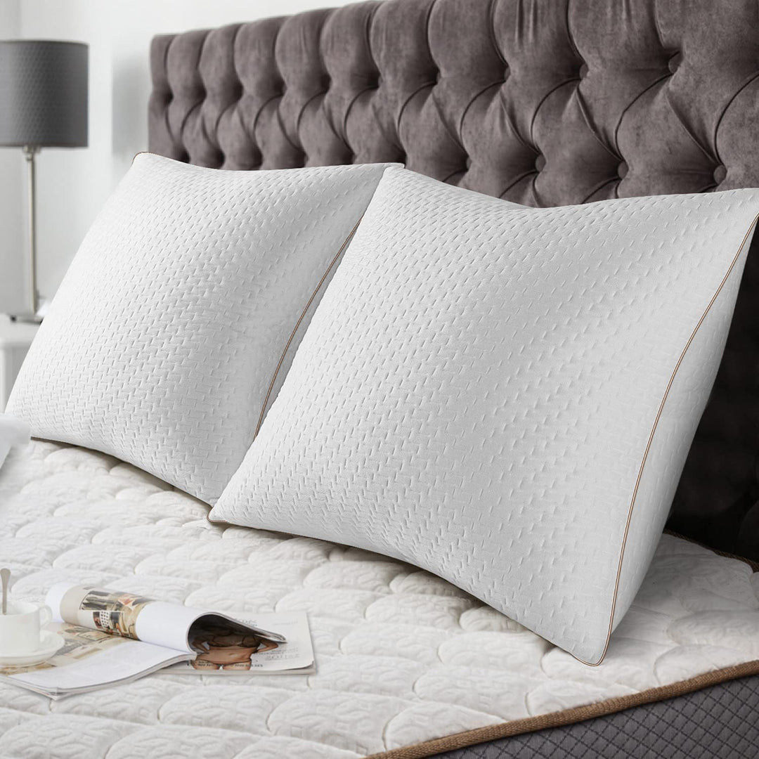 BedStory Kopfkissen 40x40 2er Set mit abziehbarem Bambusfasern Bezug, Antimilben und antibakteriell